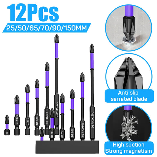 6/12PCS Magnetic Batch Head PH2 Cross Screwdriver Set